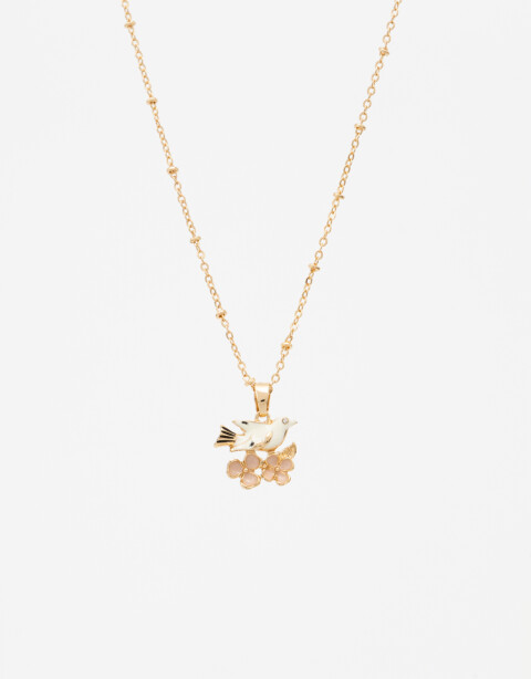 Cadena Corta con Dije Con Dijes Collar Con Dije De Pájaro - Dorado