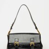 Cartera al hombro Elise en cuero arrugado Negro