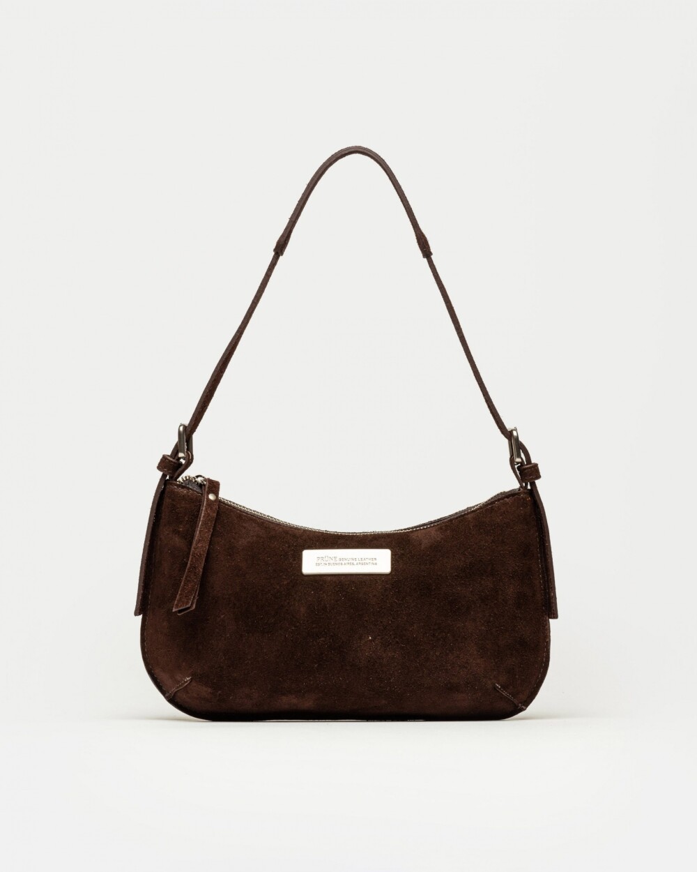 Cartera al hombro Mia en cuero gamuza Marron
