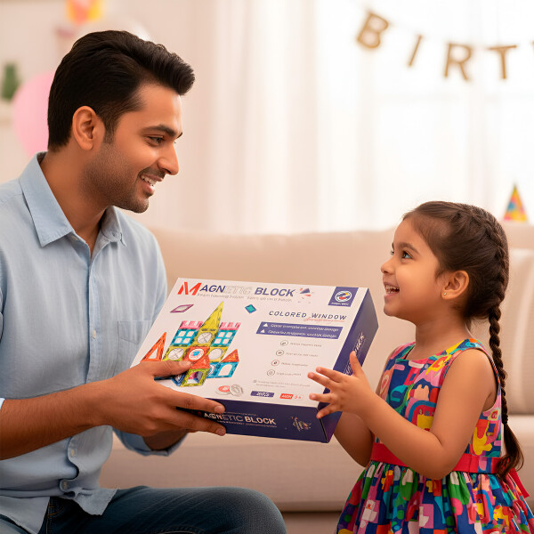 Juego De Construcción Con Imanes Para Niño 36 Pzs Magnéticas Diseño De Colores