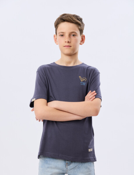 REMERA ESTAMPADA DE ALGODÓN Azul