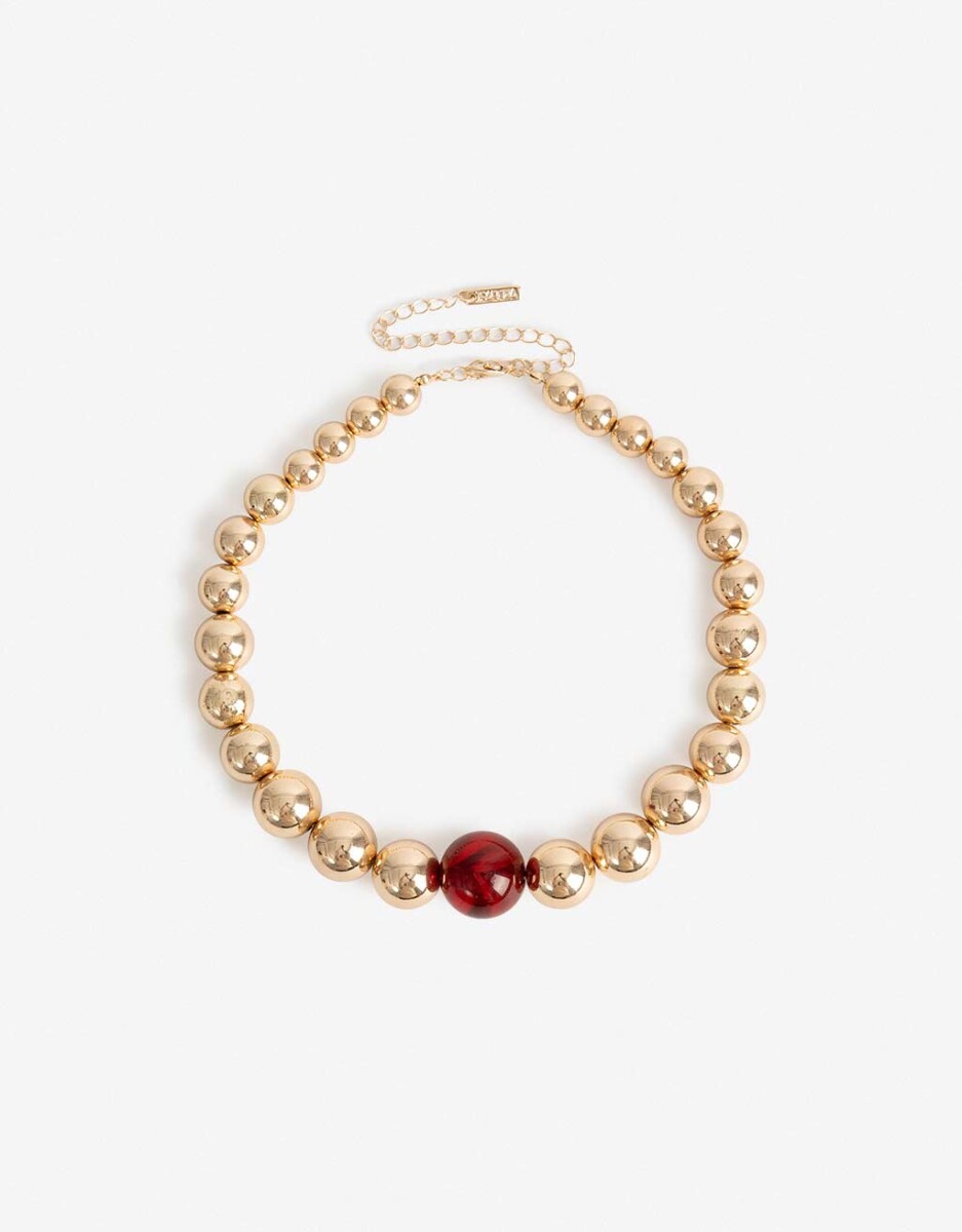 Collar Corto Metal Y Resina 