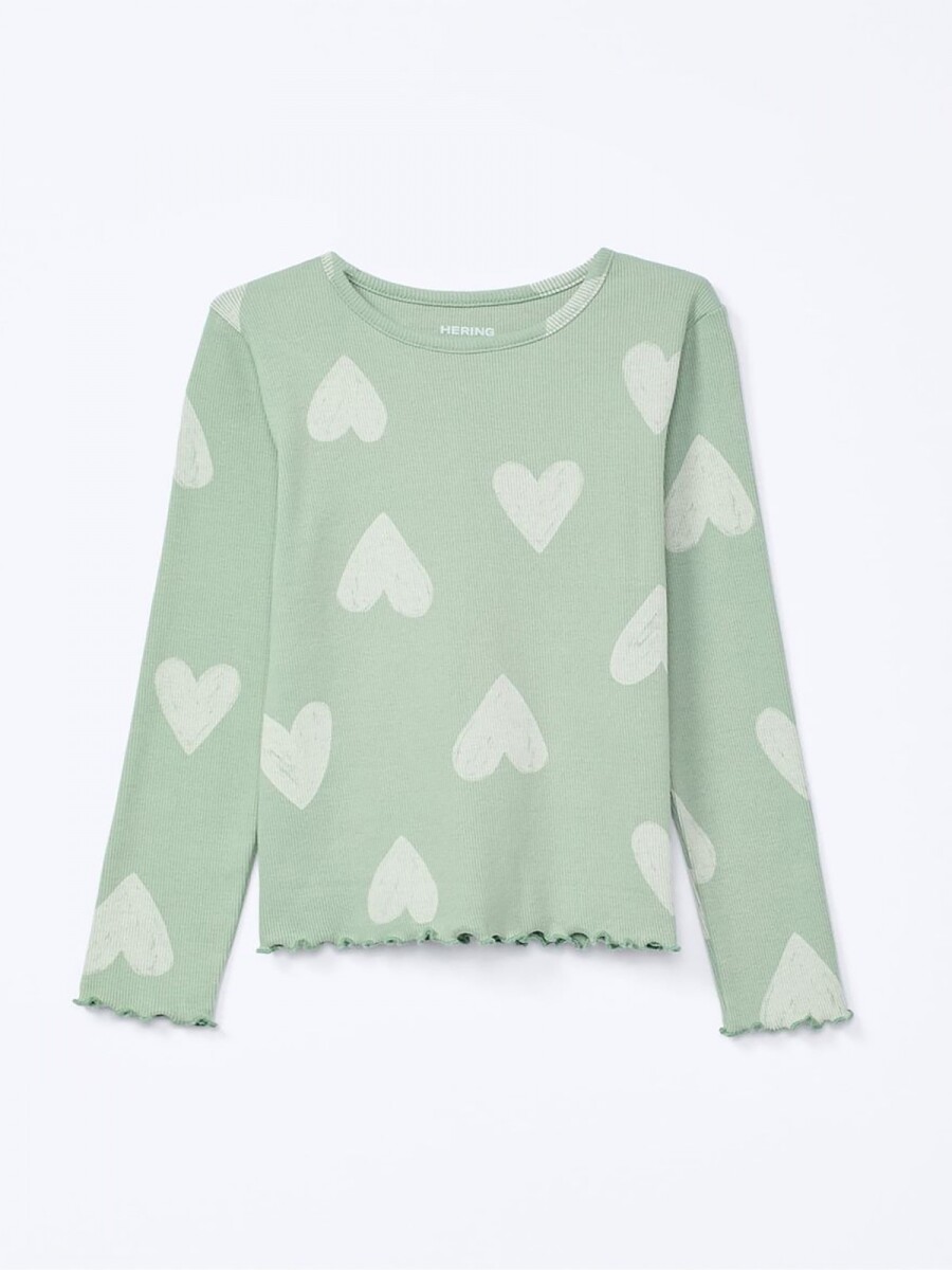 BLUSA INFANTIL MANGA LARGA ESTAMPADA - VERDE 