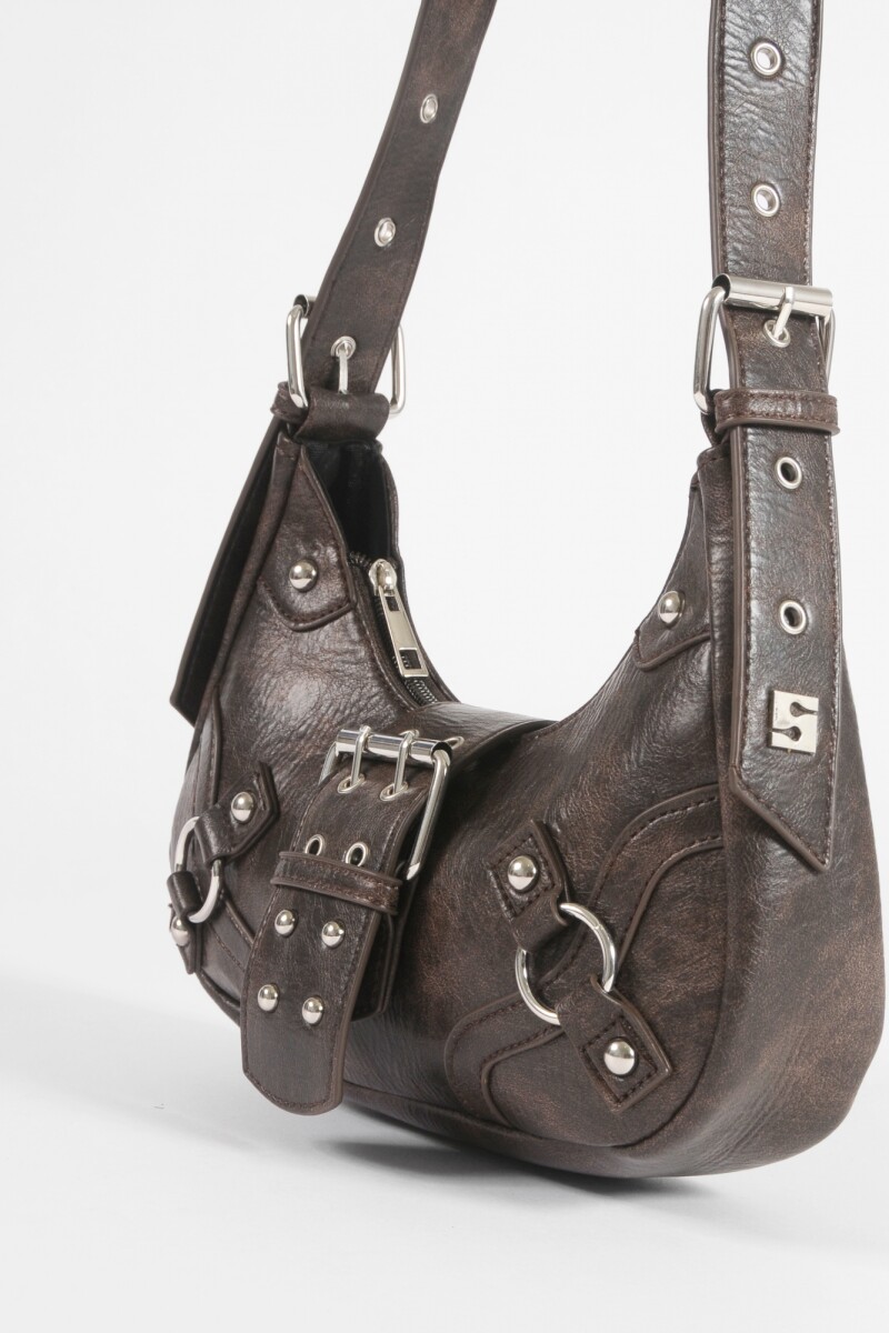 Cartera de hombro con hebilla marrón