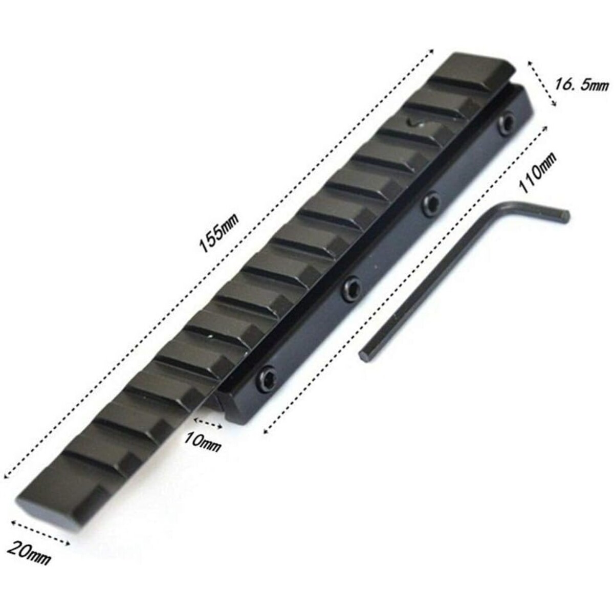 Adaptador Riel Picatinny/Weaver De 11mm A 20mm - Perfil Bajo, Aluminio, 1/4/9 Ranuras