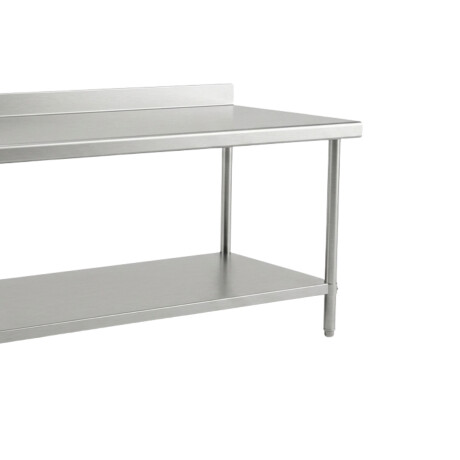 Mesada de Trabajo con Estante y Respaldo de Acero Inoxidable 200 x 60 x 85 cm Mesada de Trabajo con Estante y Respaldo de Acero Inoxidable 200 x 60 x 85 cm