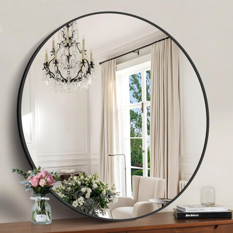 Espejo circular redondo de pared Negro