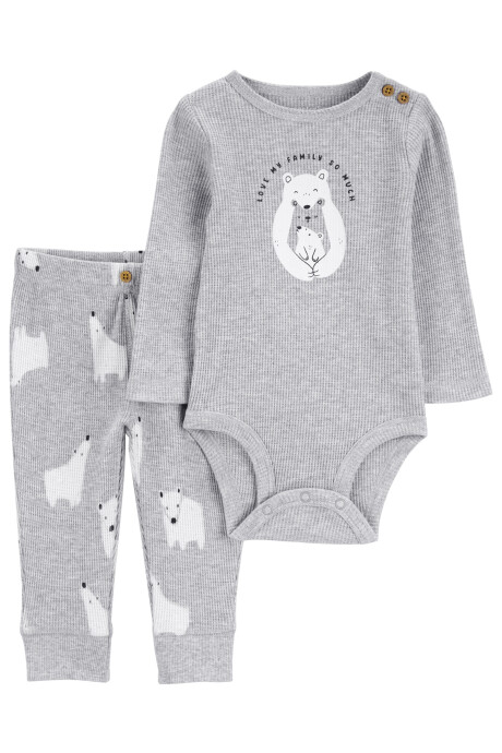 Set dos piezas de algodón térmico, pantalón y body, diseño osos polares Sin color
