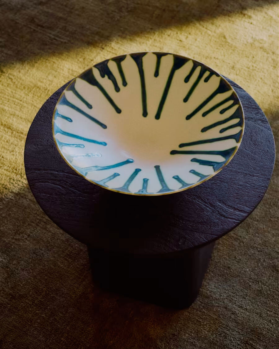 Centro de mesa Olmera de cerámica beige y verde Ø 36,5 cm Centro de mesa Olmera de cerámica beige y verde Ø 36,5 cm