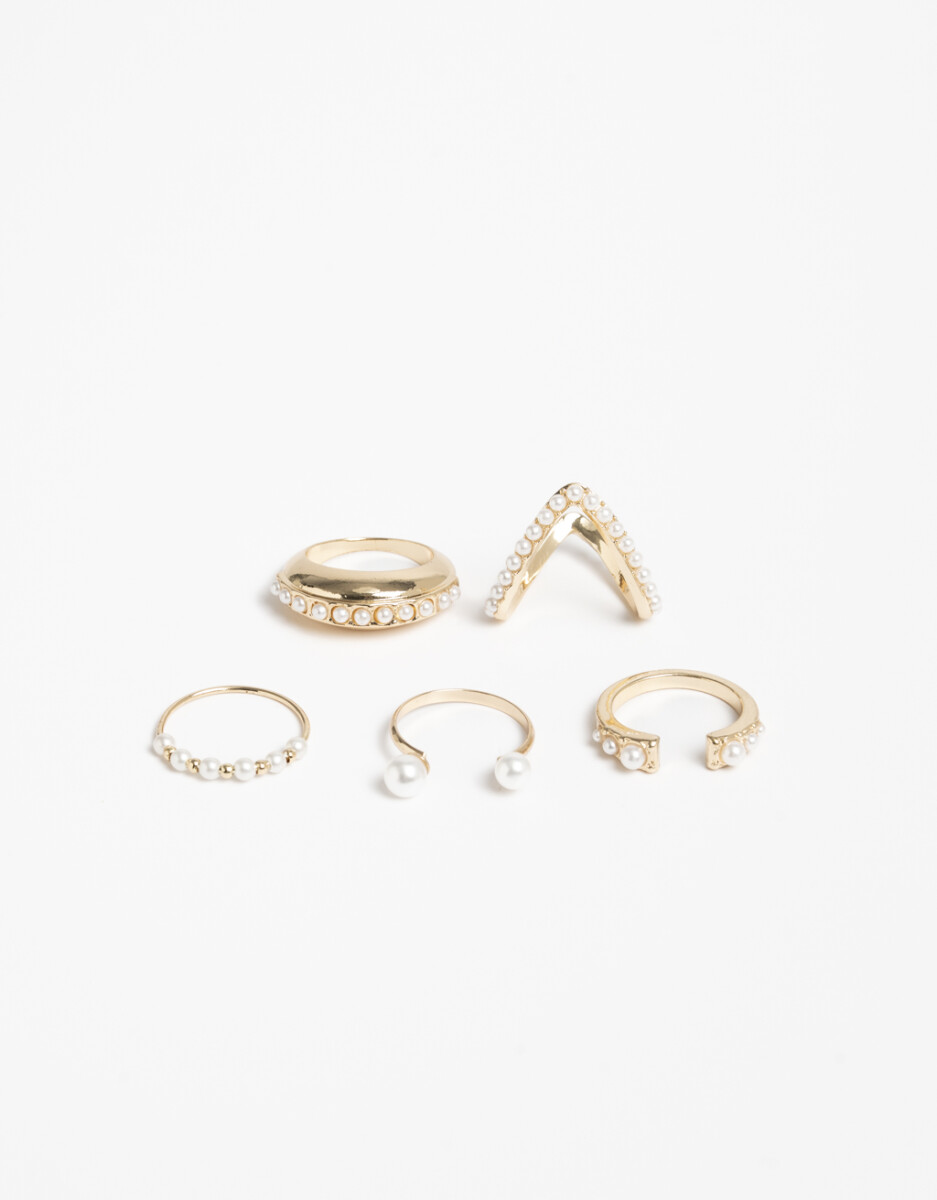 Set De Anillos Con Perlas 