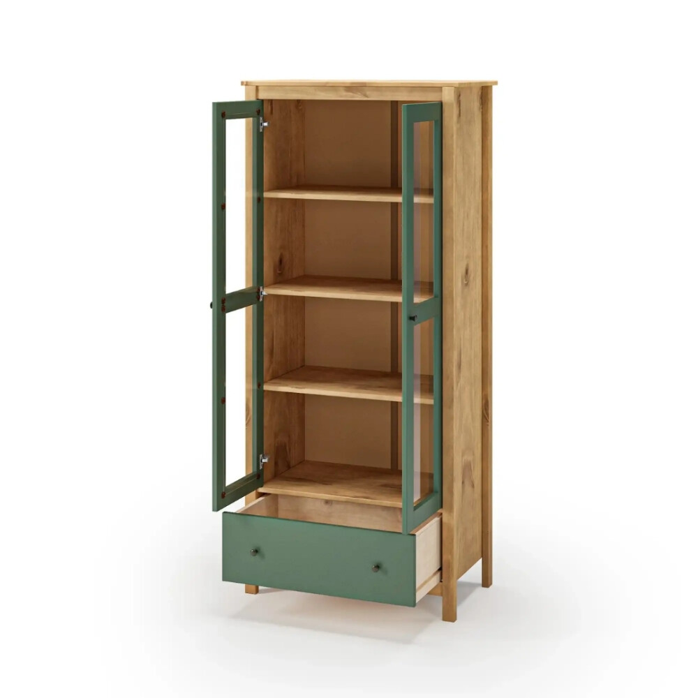 Cristalero 2 Puertas 1 Cajón Material Natural - Mari Verde
