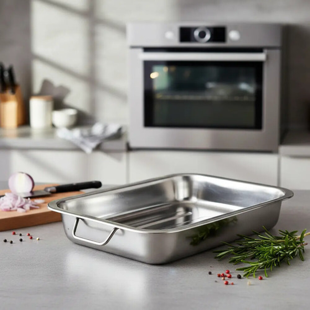 Asadera PRISMA de acero inox 45 x 36 x 6 cm Asadera PRISMA de acero inox 45 x 36 x 6 cm