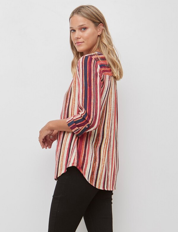 Blusa Gasa Print MULTI/ROJO