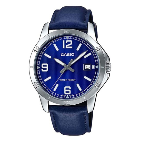 Reloj CASIO MTPV004L-2BUDF Cuero Azul Esfera 42mm 0