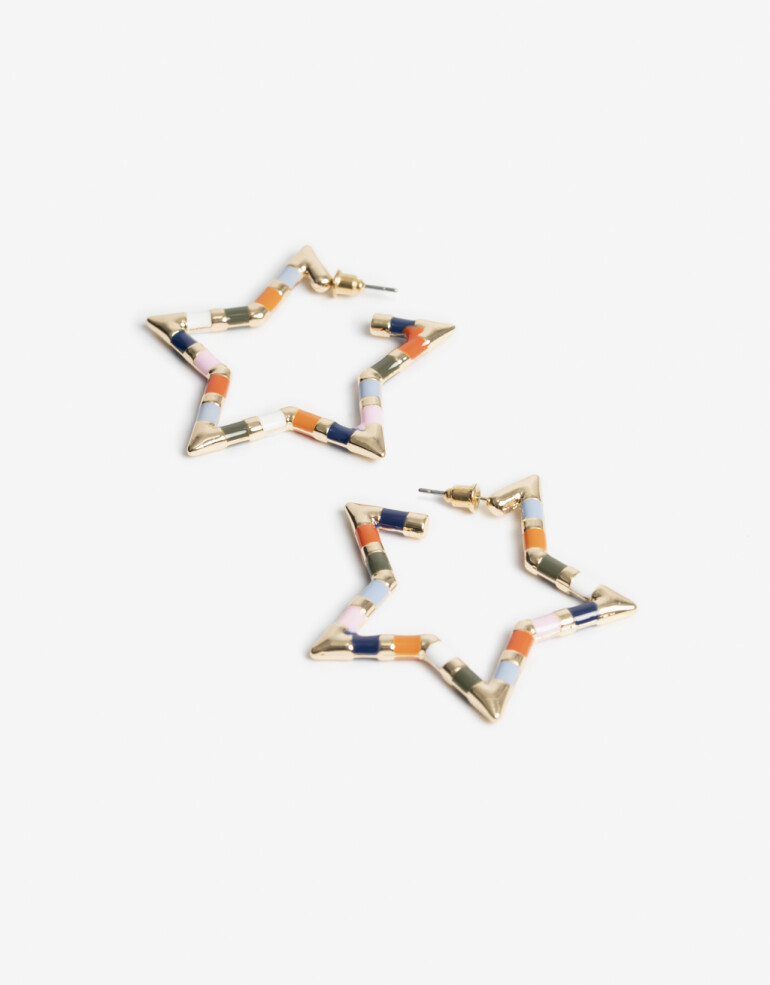 Aros Argollas Color Argollas De Estrellas Multicolor - Combinacion Multicolor
