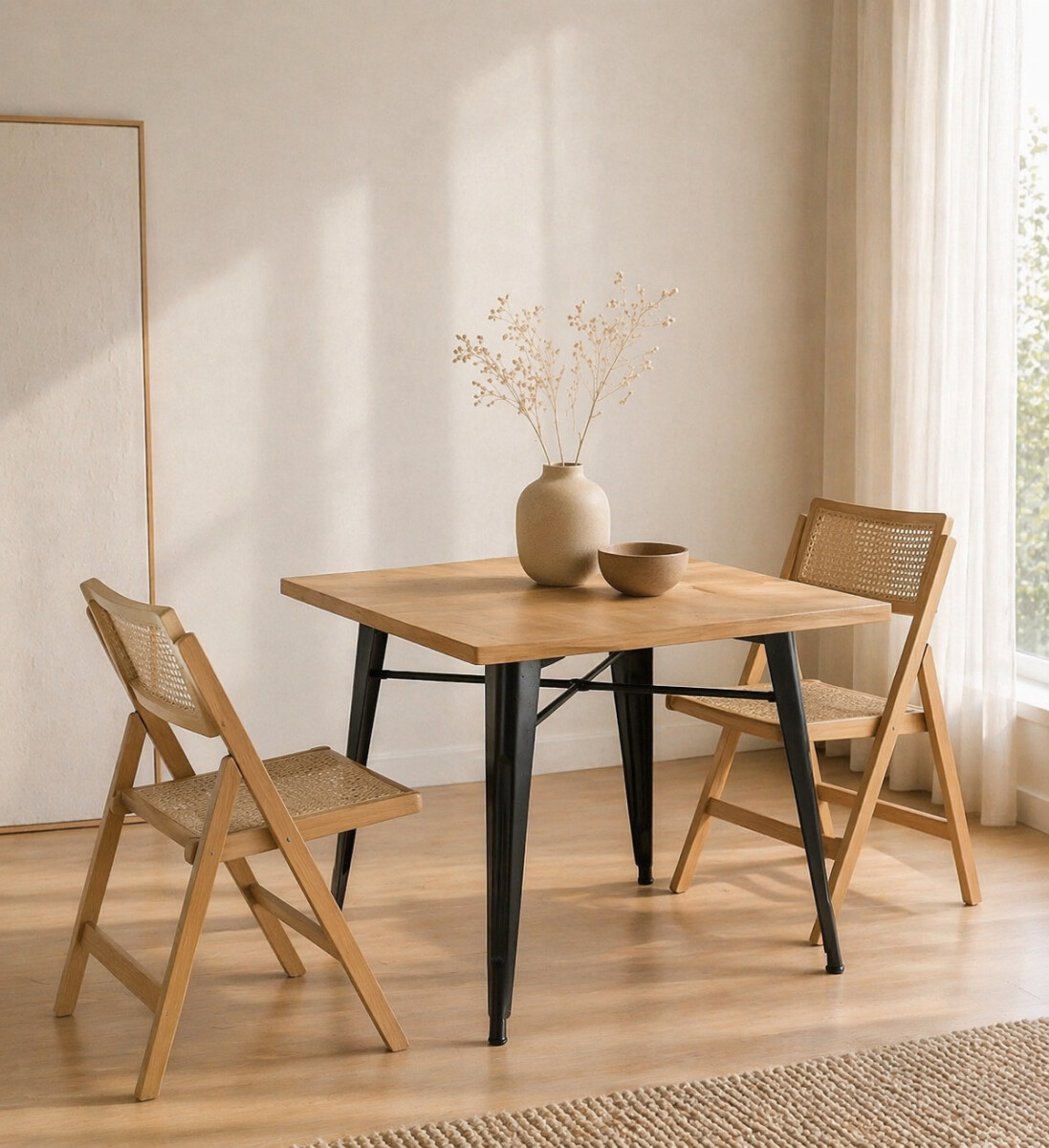 Mesa Tolix 80x80 cm - Negro 