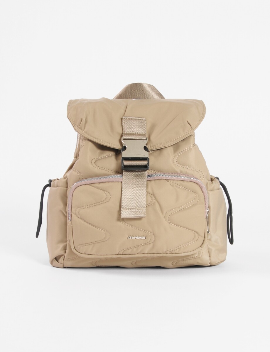 Mochila wavy con bolsillo frontal - beige 