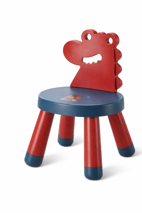 Banquito Infantil Dinosaurio Con Respaldo Silla Niño 32x49cm Rojo