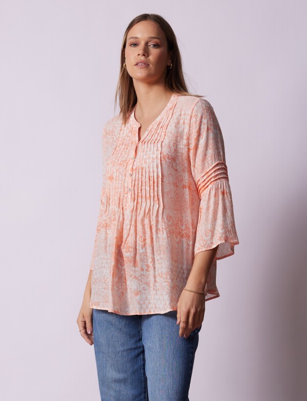 Blusa Gasa Flores CORAL