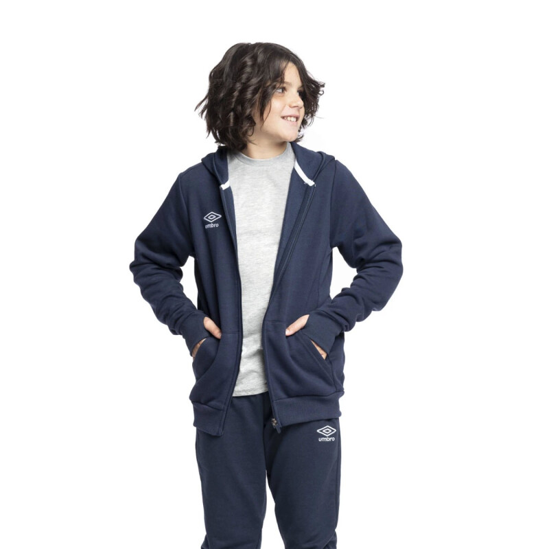 Campera Infantil Umbro C/Capucha Junior Azul Marino - Blanco