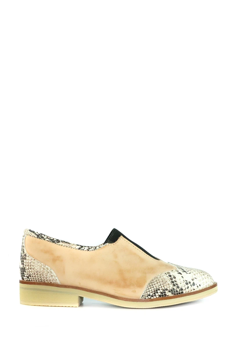 Zapato Bajo Cuero Combinado - Natural Combinado 