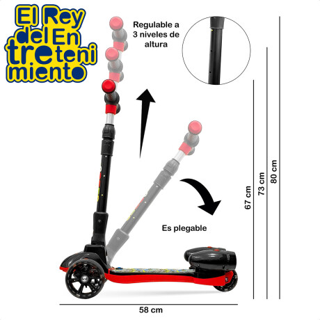 Monopatín Tripatín C/ Humo, Bluetooth, Luz Y Sonido Negro/Rojo