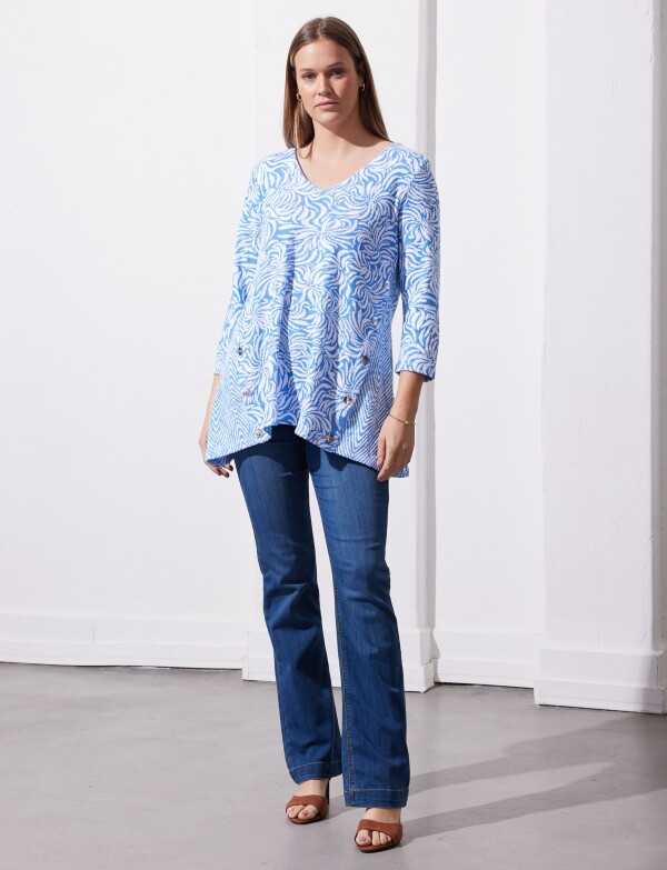 Blusa Botones AZUL/BLANCO
