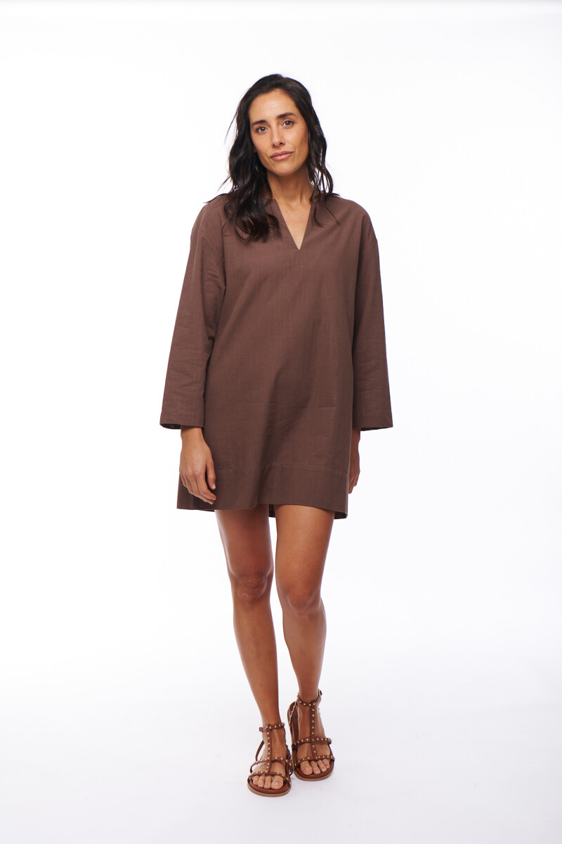 VESTIDO PAULINA MARRON