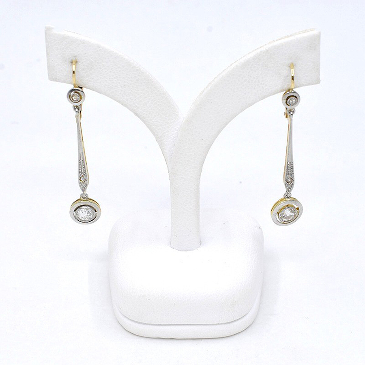 Caravanas Antiguas En Oro 18K, Platino, Brillantes Y Diamantes 