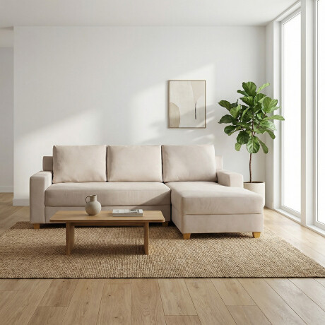 Rinconera Lucci - Tela Microfibra - Chaise derecho Berlin 02 (Beige)