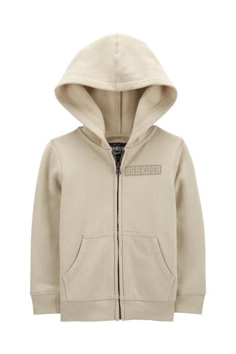 Campera de algodón con felpa, con capucha y logo. Talles 2-5T Sin color