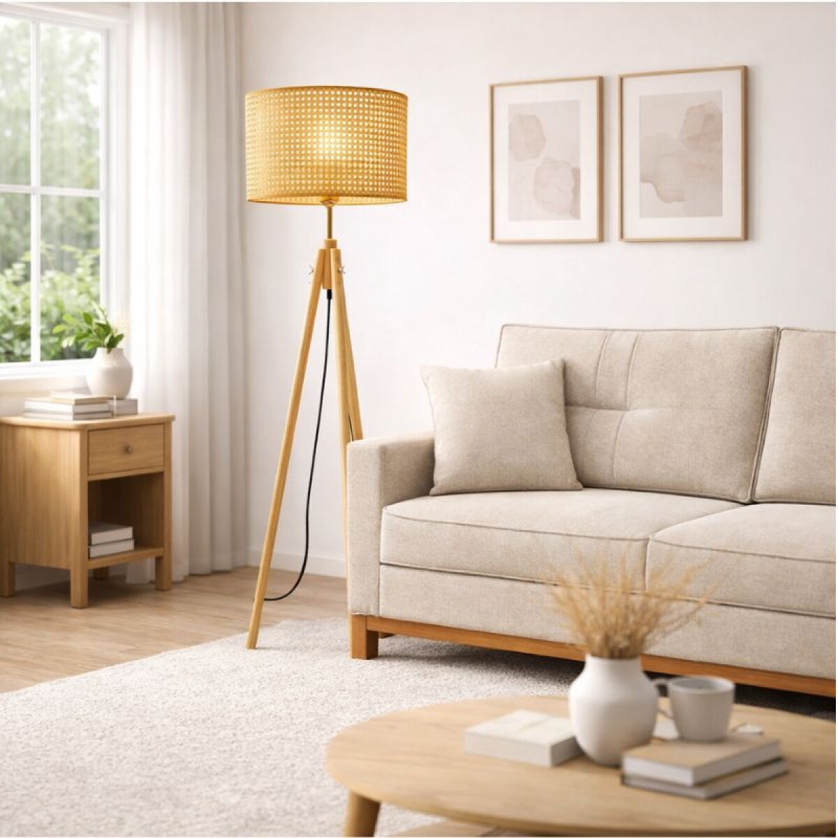 LAMPARA DE PIE - SIMIL RATAN 