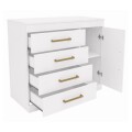 COMODA 4 CAJONES 1 PUERTA ROMENIA - BLANCA COMODA 4 CAJONES 1 PUERTA ROMENIA - BLANCA