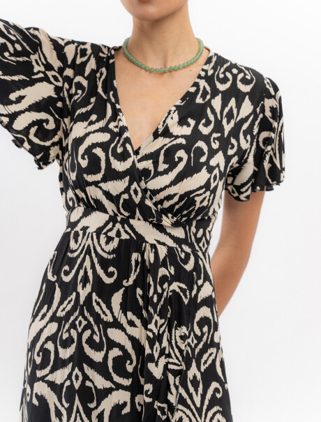 Vestido midi estampado negro