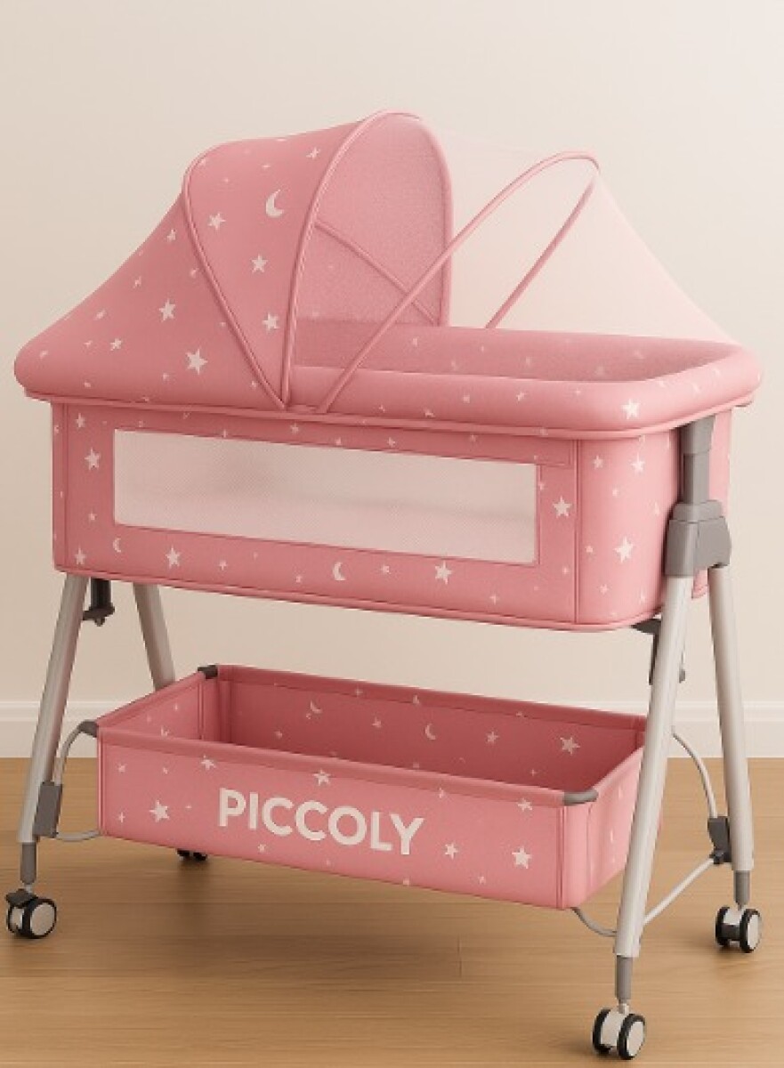 Cuna Colecho Moises Con Ruedas Y Mosquitero Bebe - Rosa 