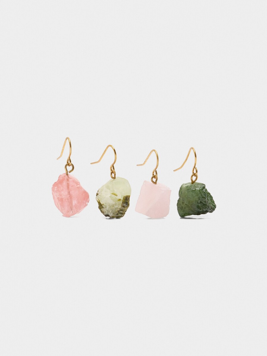 Set De Pendientes De Piedra Asimétricos - multicolor 