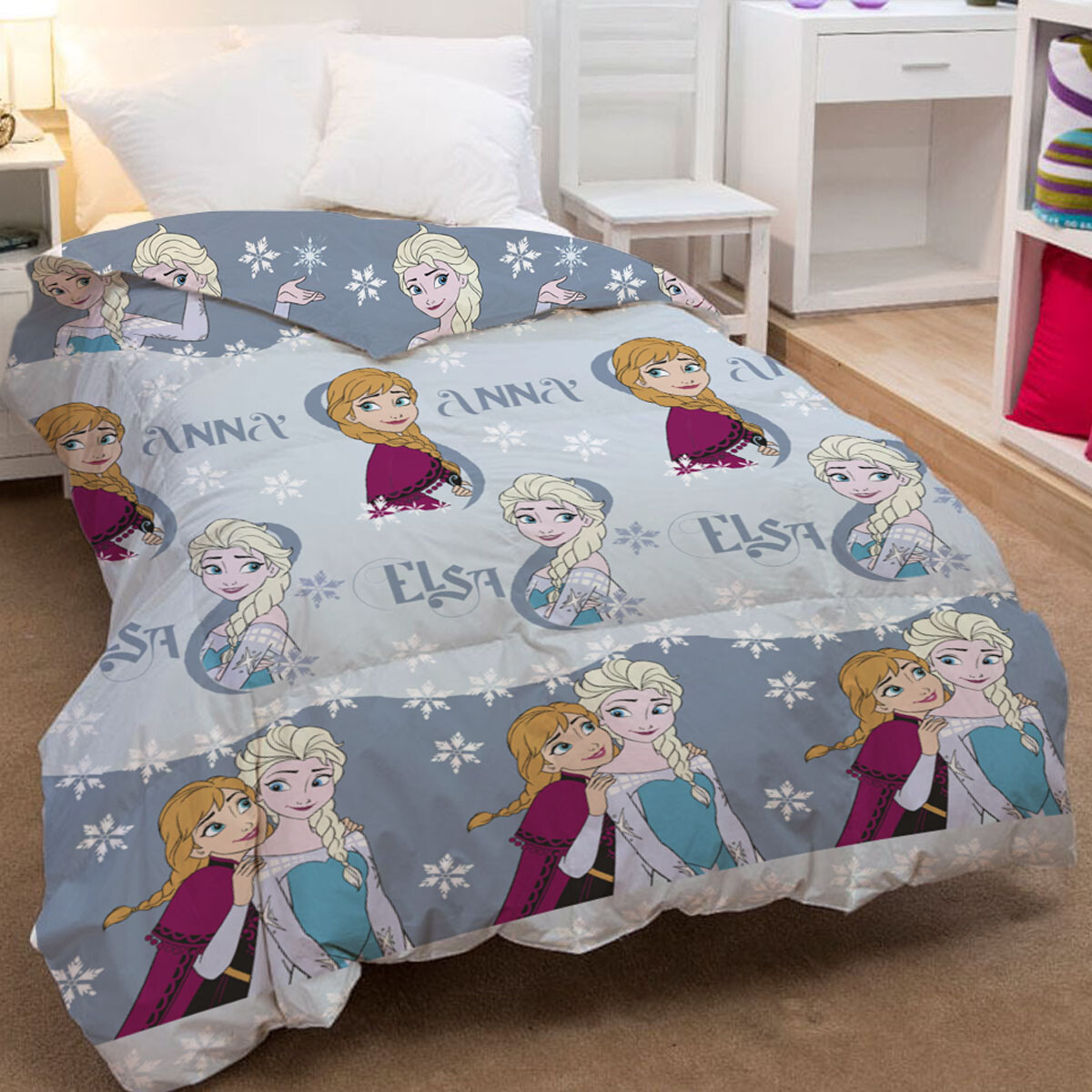 Colcha Infantil Frozen 1 Plaza 100% Microfibra - CELESTE 
