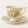 Juego de Té Cerámica 12 Piezas Estilo Victoriano Marfil Juego de Té Cerámica 12 Piezas Estilo Victoriano Marfil
