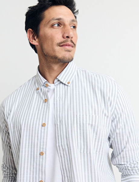 012505 CAMISA HARRINGTON LABEL Kaki / Blanco