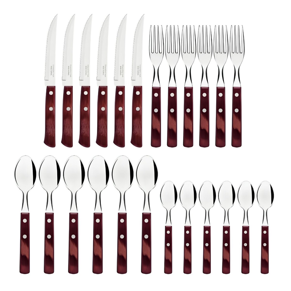 Set De Cubiertos Tramontina Polywood 24 Piezas para Asado 