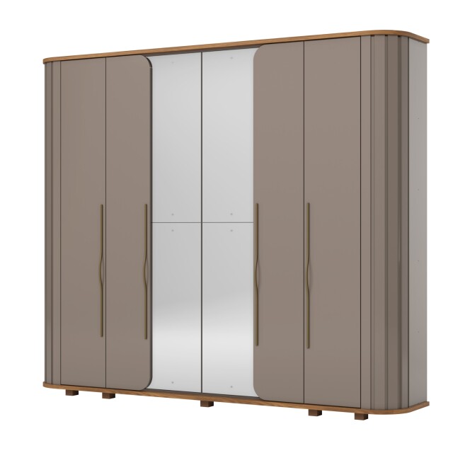 ROPERO PREMIUM 6 PUERTAS 6 CAJONES INTERNOS CON ESPEJO GUARDARROPA CLOSET ARMARIO CANELA