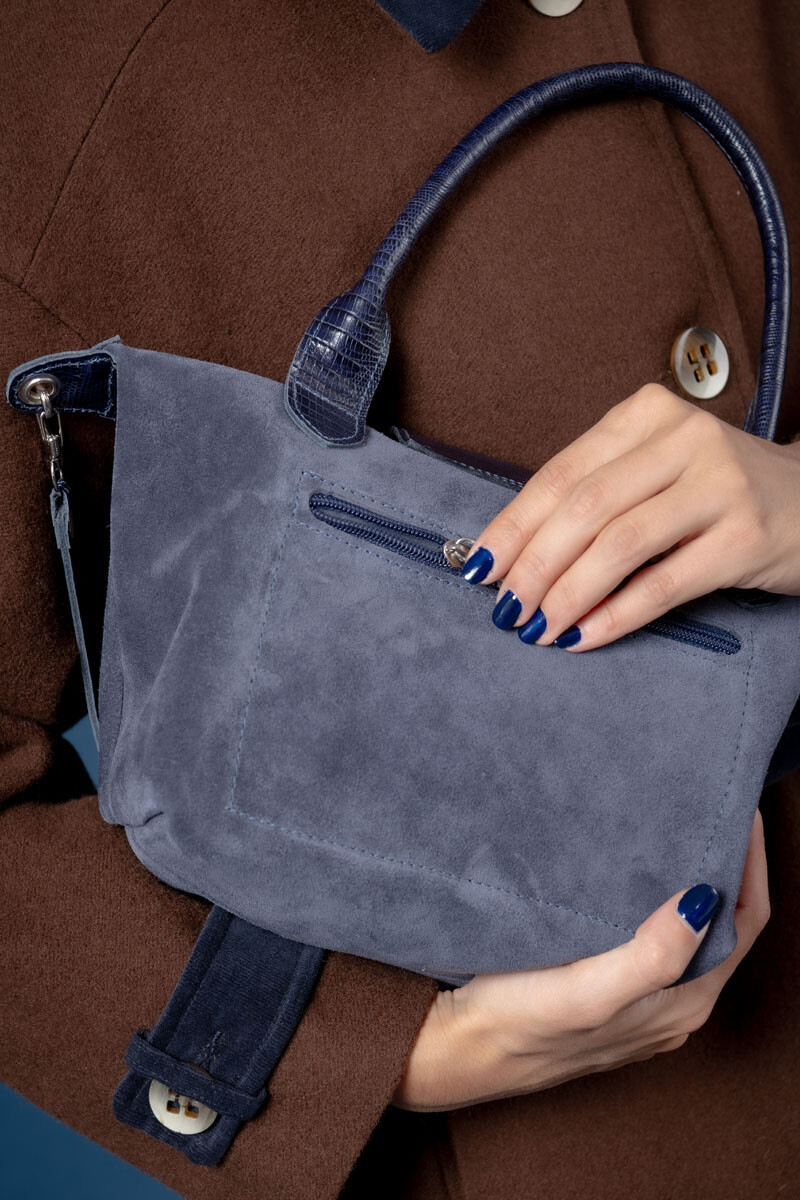 Cartera petit Azul gamuza