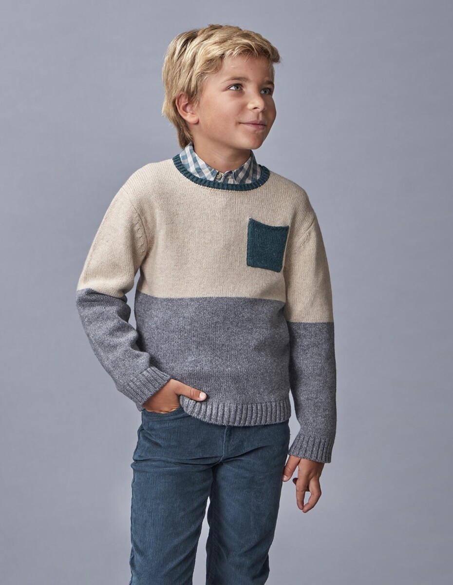 Jersey Bicolor Con Bolsillo - Topo Melange 