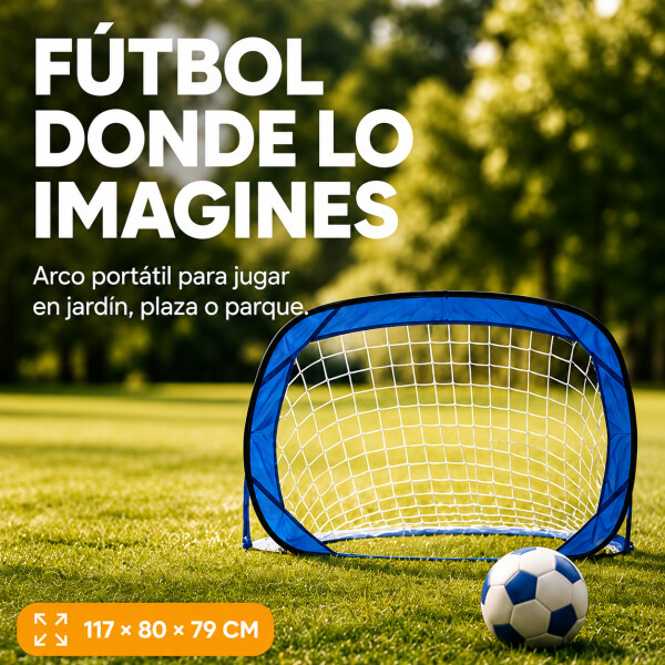 Arco Futbol Plegable Infantil Tela Oxford Facil Armado Niños Variante Color Azul