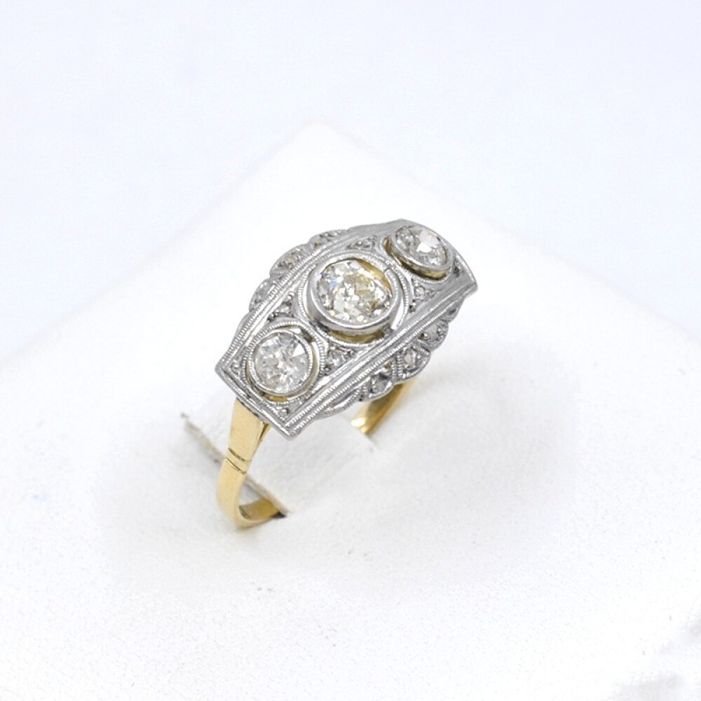 Anillo Oro 18K De 2 Tonos, Brillantes Y Diamantes Anillo Oro 18K De 2 Tonos, Brillantes Y Diamantes
