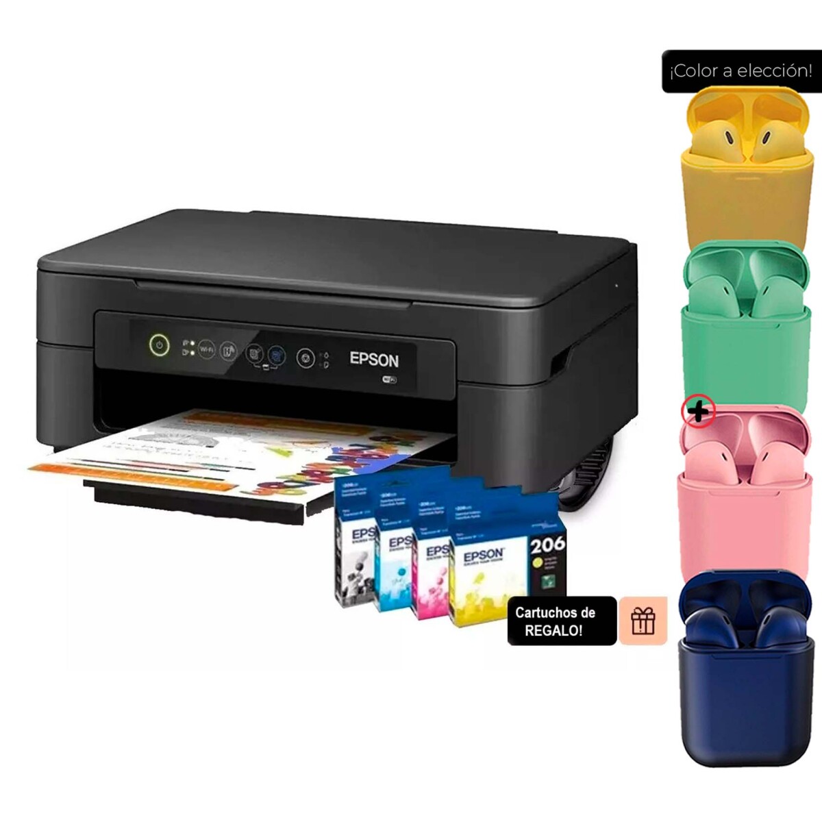 Impresora A Color Multifunción Epson Expression Xp-2101 Con Wifi Negra 220v + Auriculares 