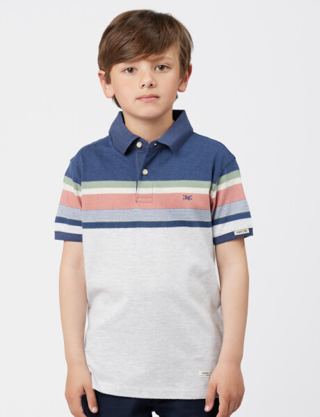 REMERA POLO RAYADA Gris