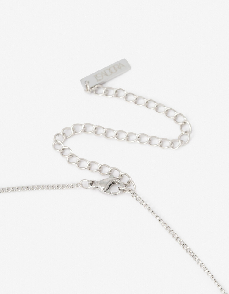 Collares Cortos Metal Collar Corto De Acero Con Corazones - Plateado