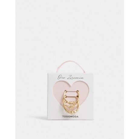 Set De Anillos Oro Zirconia Dorado