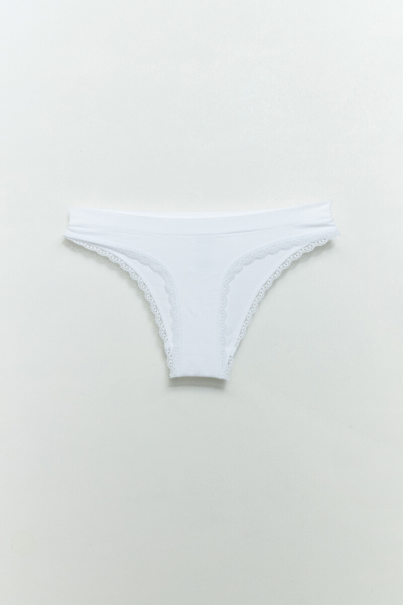 Bombacha bikini encaje microfibra - Blanca 